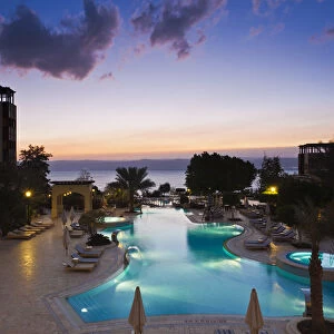 Jordan, Dead Sea, Suweimah, swimming pool at the Marriott Hotel