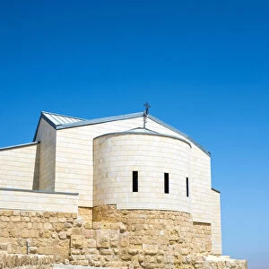 Jordan, Madaba Governorate, Mount Nebo. Memorial Church of Moses