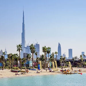 Jumeirah Beach and the city skyline, Dubai, United Arab Emirates