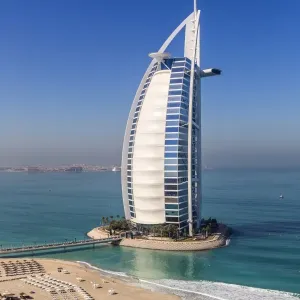 Jumeirah Beach Print featuring Burj Al Arab Hotel Jumeirah Beach Print featuring Burj Al Arab Hotel