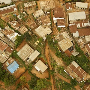 Kigali, Rwanda. An aerial view of the city slums