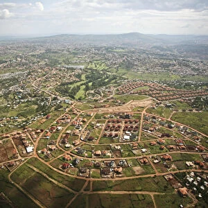 Kigali, Rwanda. An aerial view of a new suburb under construction