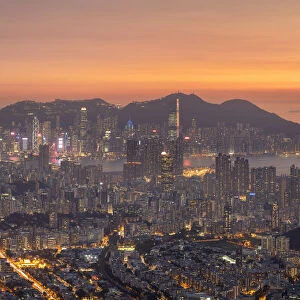 Kowloon and Hong Kong Island at sunset, Hong Kong