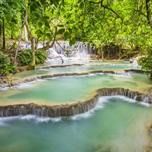 Kuang Si Falls (Tat Kuang Si) Waterfall, Louangphabang Province, Laos (MR)