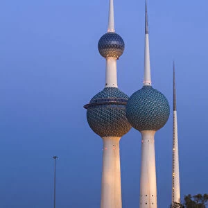 Kuwait, Kuwait City, Sharq, Kuwait Towers on Arabian Gulf Street