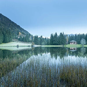 Lake Caprioli at sunrise Europe, Italy, Trentino Alto Adige, Trento district, Sun valley