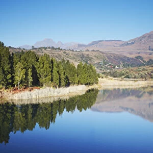 Lake with Champagne Castle in background, Ukhahlamba-Drakensberg Park, KwaZulu-Natal