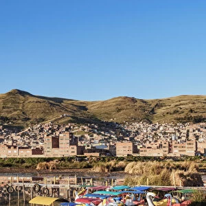 Lake Titicaca and Cityscape of Puno, Peru
