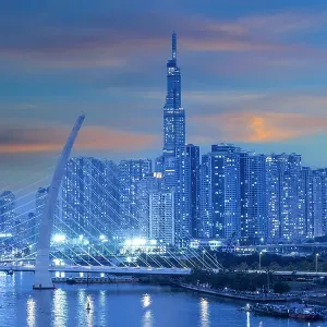 Landmark 81 (tallest building in Vietnam) & Ba Son bridge, Ho Chi Minh City (Saigon), Vietnam Landmark 81 (tallest building in Vietnam) & Ba Son bridge, Ho Chi Minh City (Saigon), Vietnam