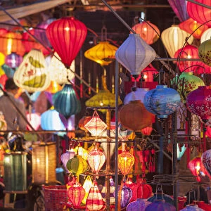 Lantern stores at dusk, Hoi An (UNESCO World Heritage Site), Quang Nam, Vietnam
