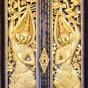Laos, Luang Prabang. Detail of decorations of Wat Mai Suwannaphumaham temple