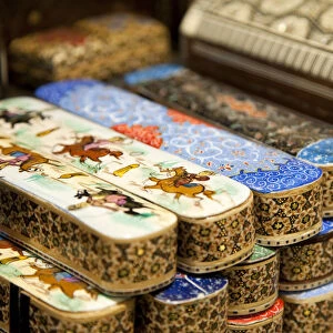 Laquered wooden pencil boxes, Grand Bazaar, Istanbul, Turkey