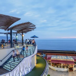 Larcomar Shopping Center at sunset, Miraflores District, Lima, Peru