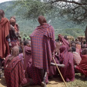 A large gathering of Msai warriors