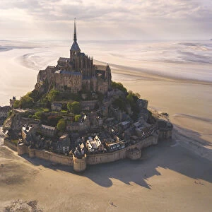 Le Mont Saint Michel aerial view, Normandy, France