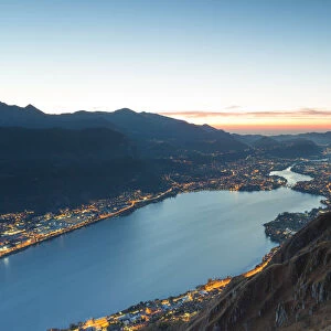 Lecco viewed from the top of Barro mount at dawn, Barro mount Regional Park, Lecco