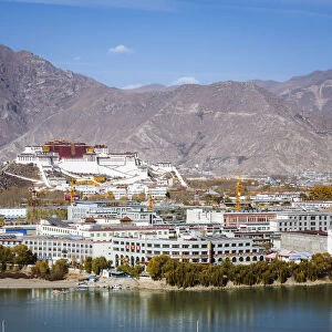 Lhasa city with Potala palace at daytime, Tibet