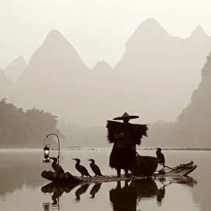Li River / Cormorant Fisherman / Dawn, Guilin / Yangshou, Guangxi Province, China