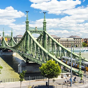 Liberty Bridge, the shortest bridge in Budapest, Hungary