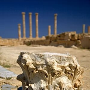 Libya, Tripolitania, Sabrahta; At the Roman city, the remains of a marble column