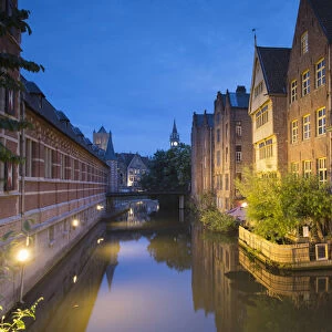 Lieve Canal at dusk, Ghent, Flanders, Belgium