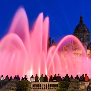 Light show at Magic Fountain or Font Magica, Barcelona, Catalonia, Spain