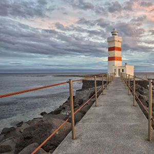 Lighthouse of Gardur, Reykianes peninsula, Western Iceland, Iceland