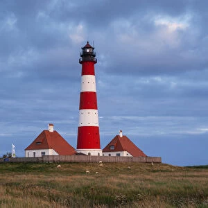 Lighthouse, Westerhever, Westerheversand, Wadden sea, Eiderstedt, North Frisia