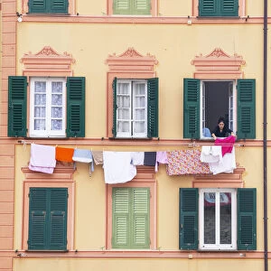 Ligurian house facade, Camogli, Liguria, Italy