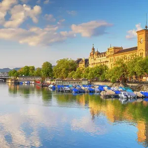 Limmat River Sunrise Print, Zurich Switzerland Limmat River Sunrise Print, Zurich Switzerland