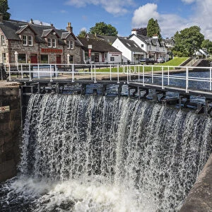 Lock stairs of the Caledonian Canal at Fort Augustus, Highlands, Scotland, Great Britain