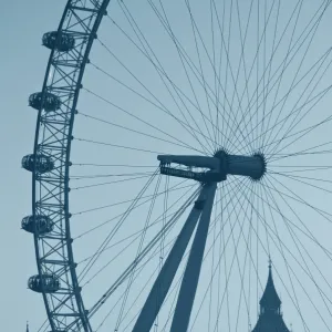 London Eye and Big Ben, South bank, London, England