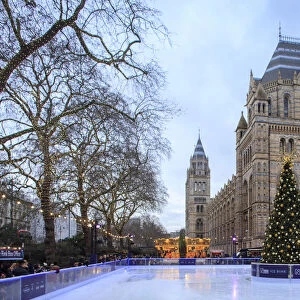 London, South Kensington, the Winter ice rink in front of the Natural History Museum