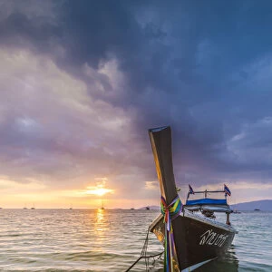 Longtail boats at Sunset Beach, Ko Lipe, Satun Province, Thailand