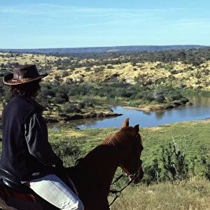 Looking down over the Ewaso Nyiro River whilst horse riding at Sabuk