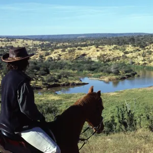 Looking down over the Ewaso Nyiro River whilst horse riding at Sabuk