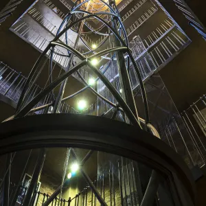 Low angle view of elevator inside Old Town Hall and Prague Astronomical Clock