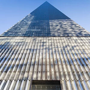 Low angle view of the One World Trade Center or Freedom Tower, Lower Manhattan, New York