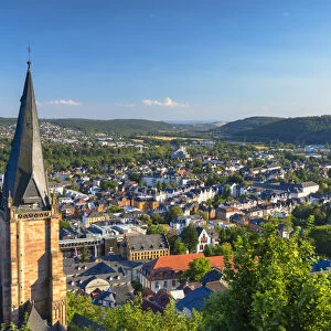 Lutheran Pfarrkirche and view of town, Marburg, Hesse, Germany