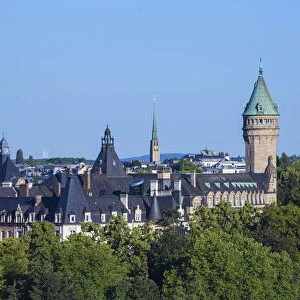 Luxembourg, Luxembourg City, View over Petrusse Park towards the tower of the National