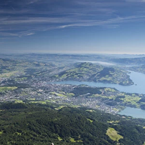 Luzern and Lake Luzurn from Pilatus, Luzern Canton, Switzerland