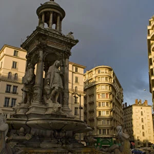 Lyon, France; Jacobins fountain, Jacobins square