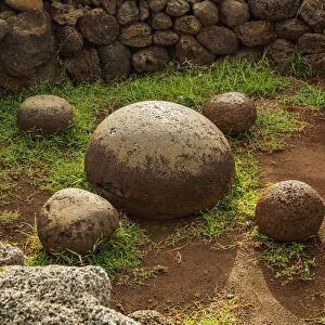 Magnetic stones in Ahu Te Pito Kura, Rapa Nui National Park, Easter Island, Chile