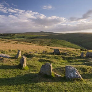 The Nine Maidens megalthic stone circle on Belstone Common, Dartmoor National Park