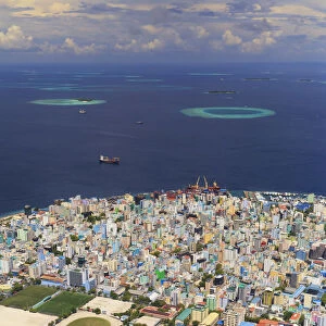 Maldives, Male, Aerial View of Male Town and Island