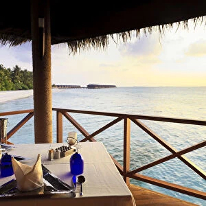 Maldives, Meemu Atoll, Medhufushi Island, Overwater Luxury Restaurant
