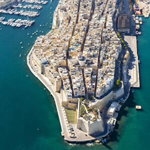 Malta, South Eastern Region, Valletta. Aerial view of Senglea, one of the Three Cities