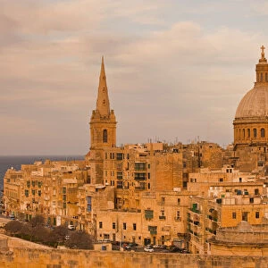 Malta, Valletta, St. Pauls Anglican Cathedral and Carmelite Church from St