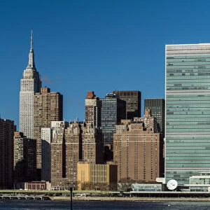 Manhattan skyline with the Headquarters of the United Nations, Empire State Building