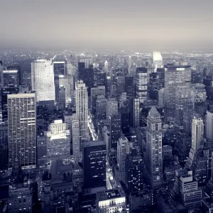 Manhattan skyline at night, New York City, USA